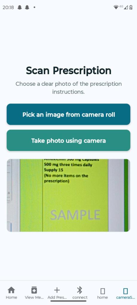PillPall prescription scanning screen